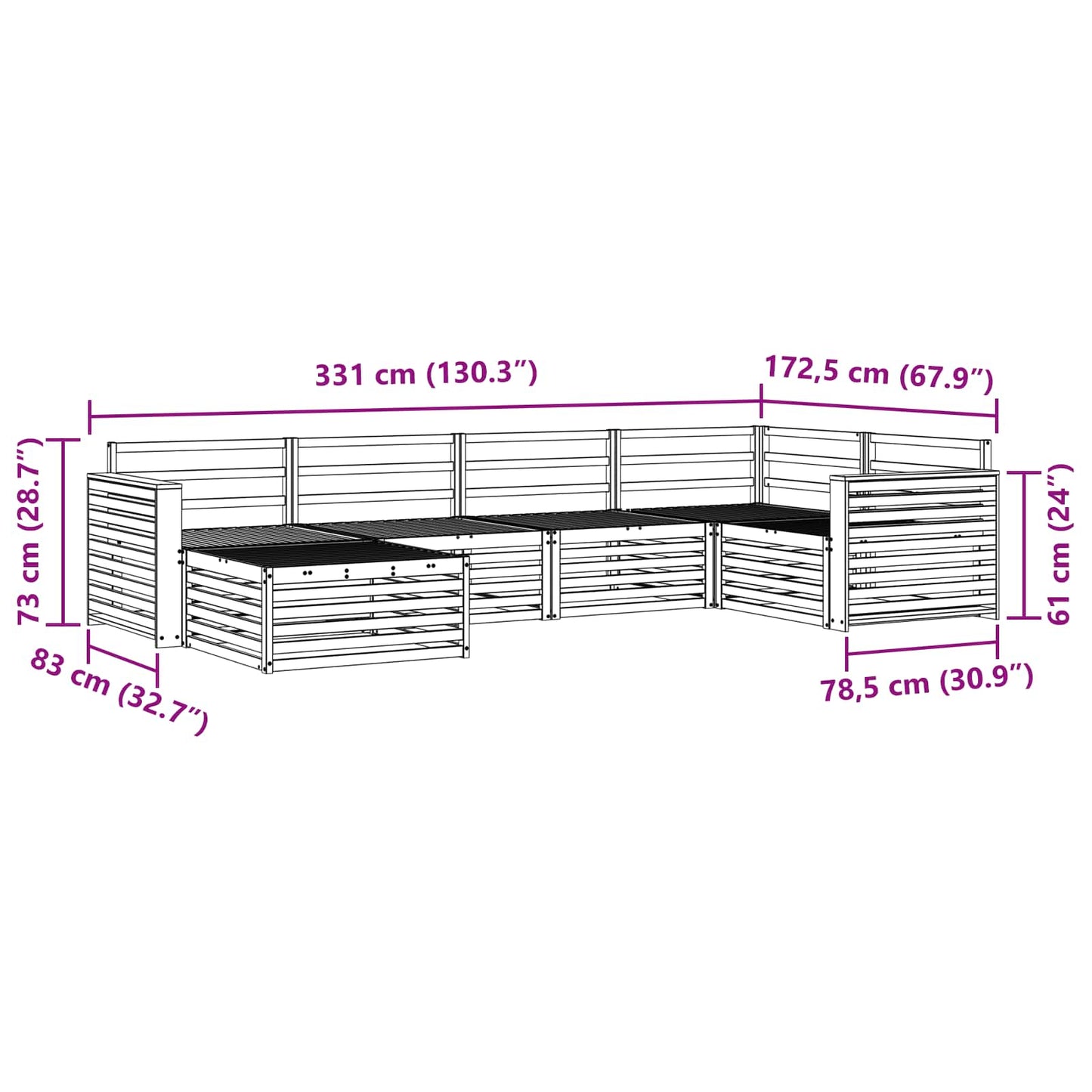 Outdoor Sofa Set 6 pcs Natural