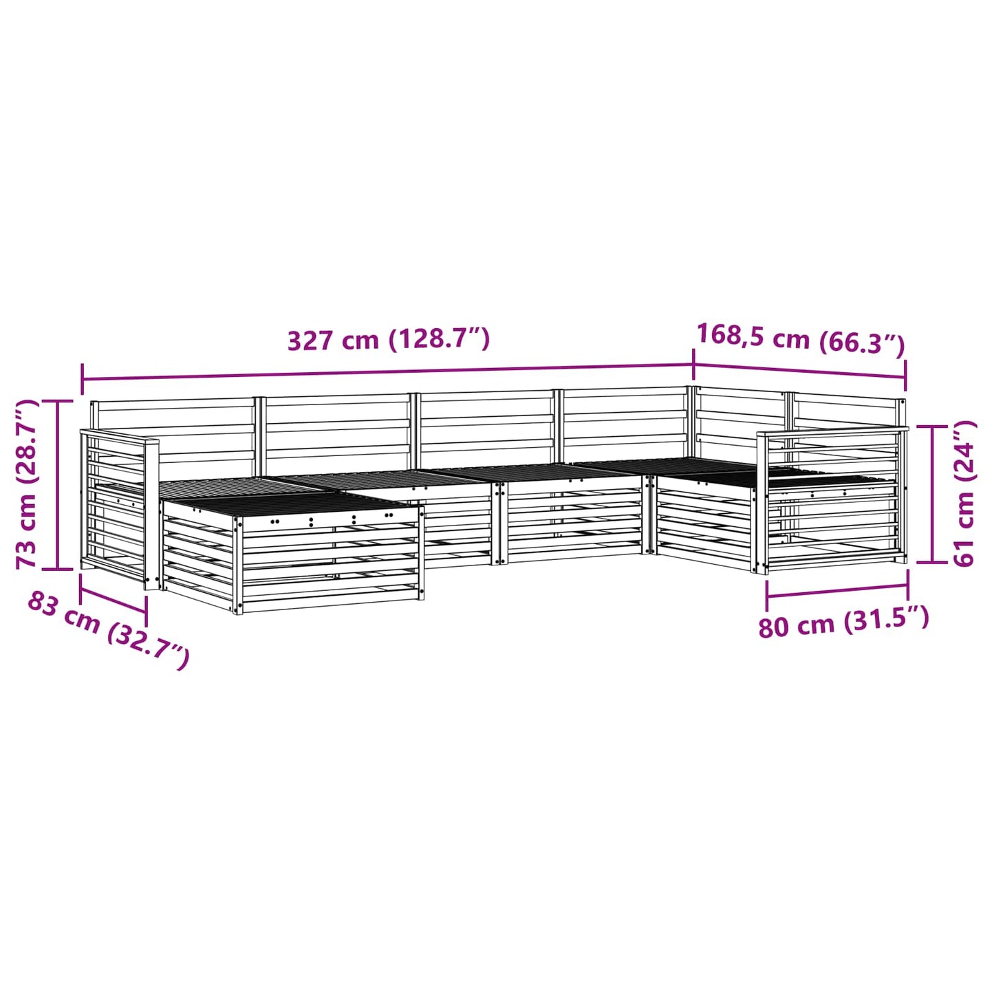 Outdoor Sofa Set 6 pcs Natural