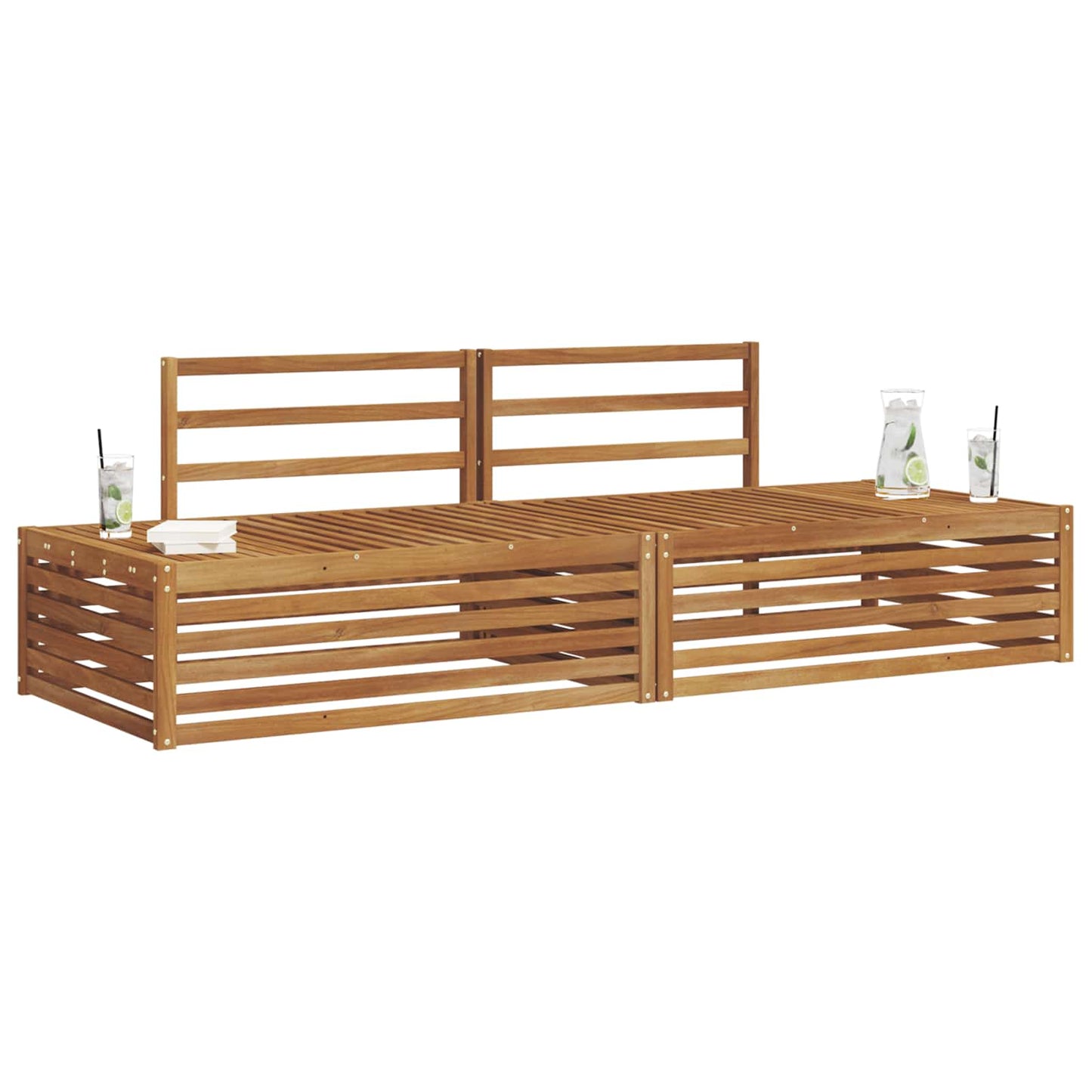 Outdoor Sofa Set Natural 203.5 x 83 x 73 cm Solid Acacia Wood