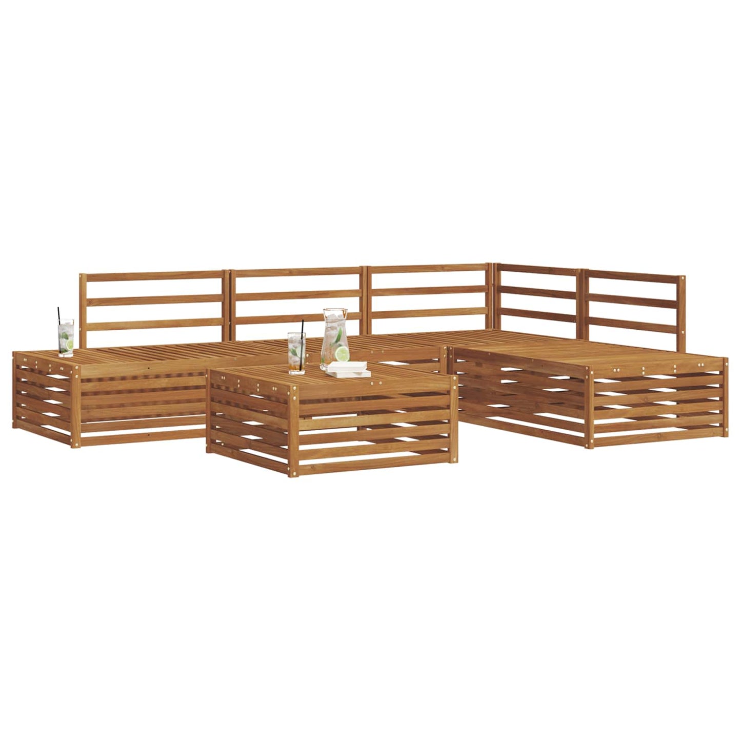 Outdoor Sofa Set 5 Piece Natural Solid Acacia Wood
