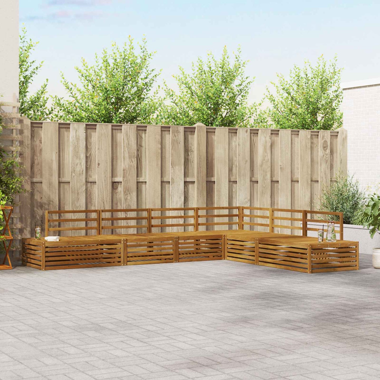 Outdoor Sofa Set 6 Piece Natural Solid Acacia Wood