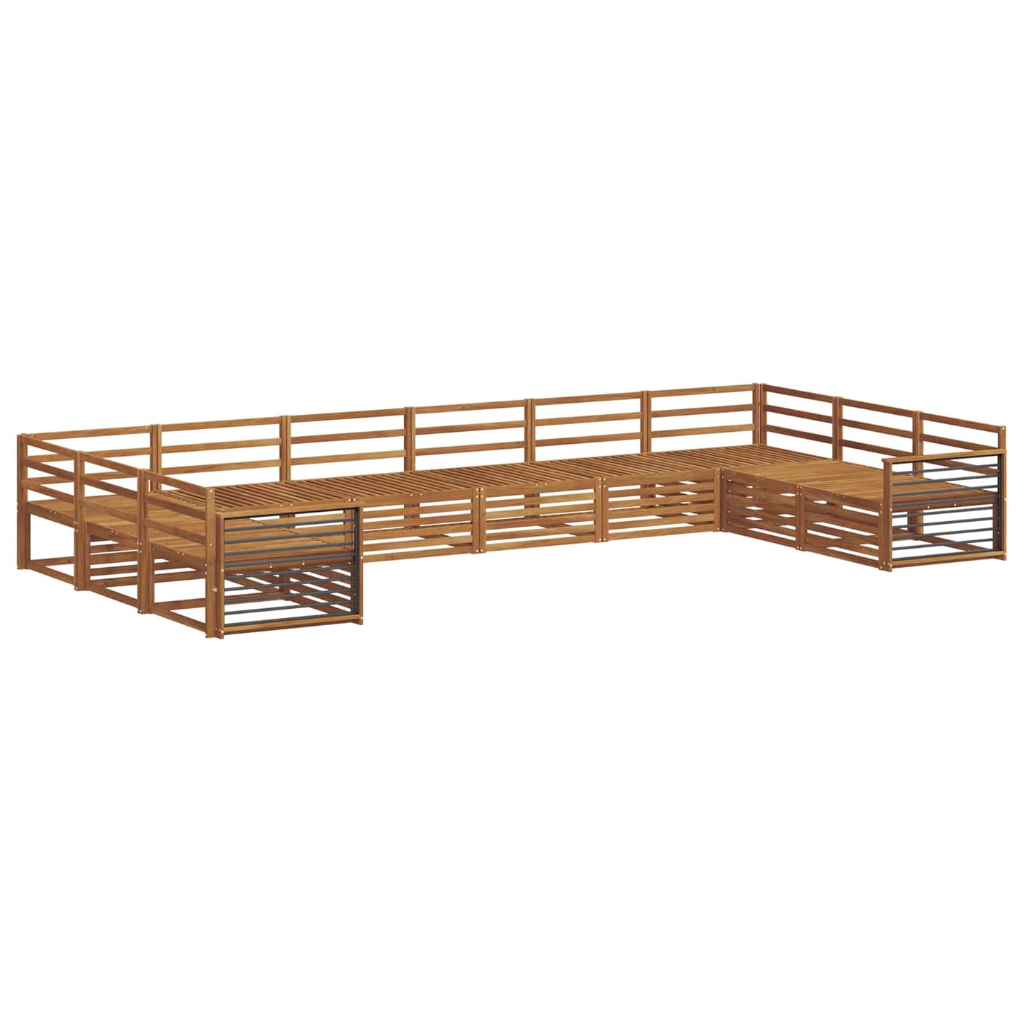 Sofa Sets 10 pcs Natural Solid Acacia Wood