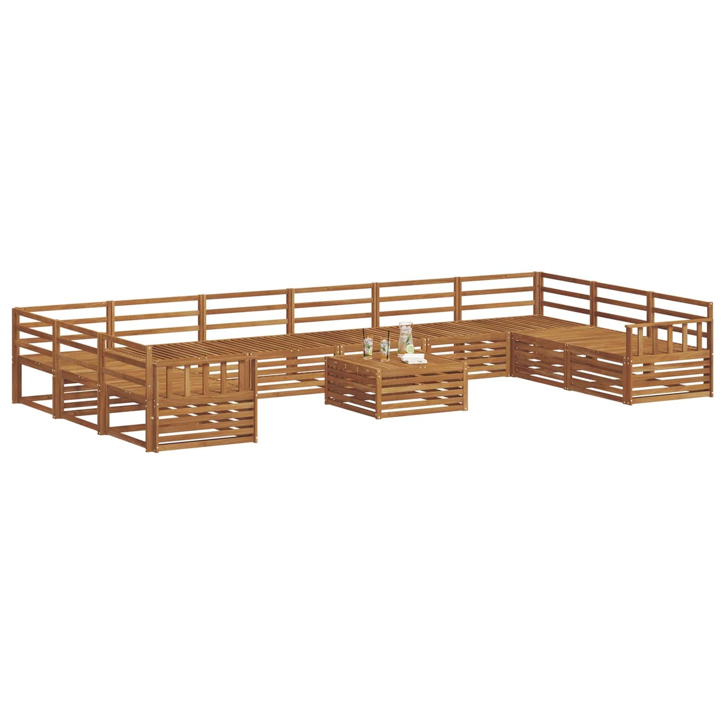 Sofa Sets 11 pcs Natural Solid Acacia Wood