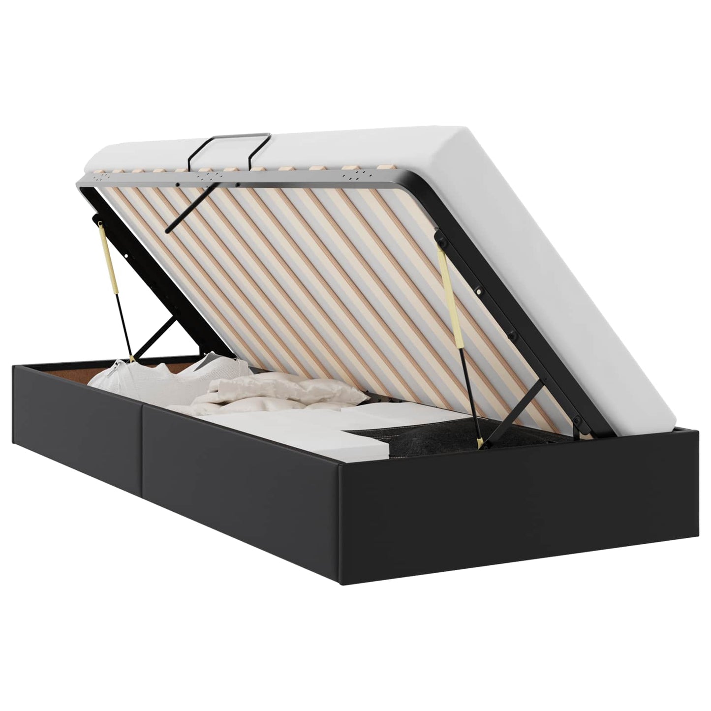 Storage Bed with Headboard Black 90 x 190 cm Faux leather