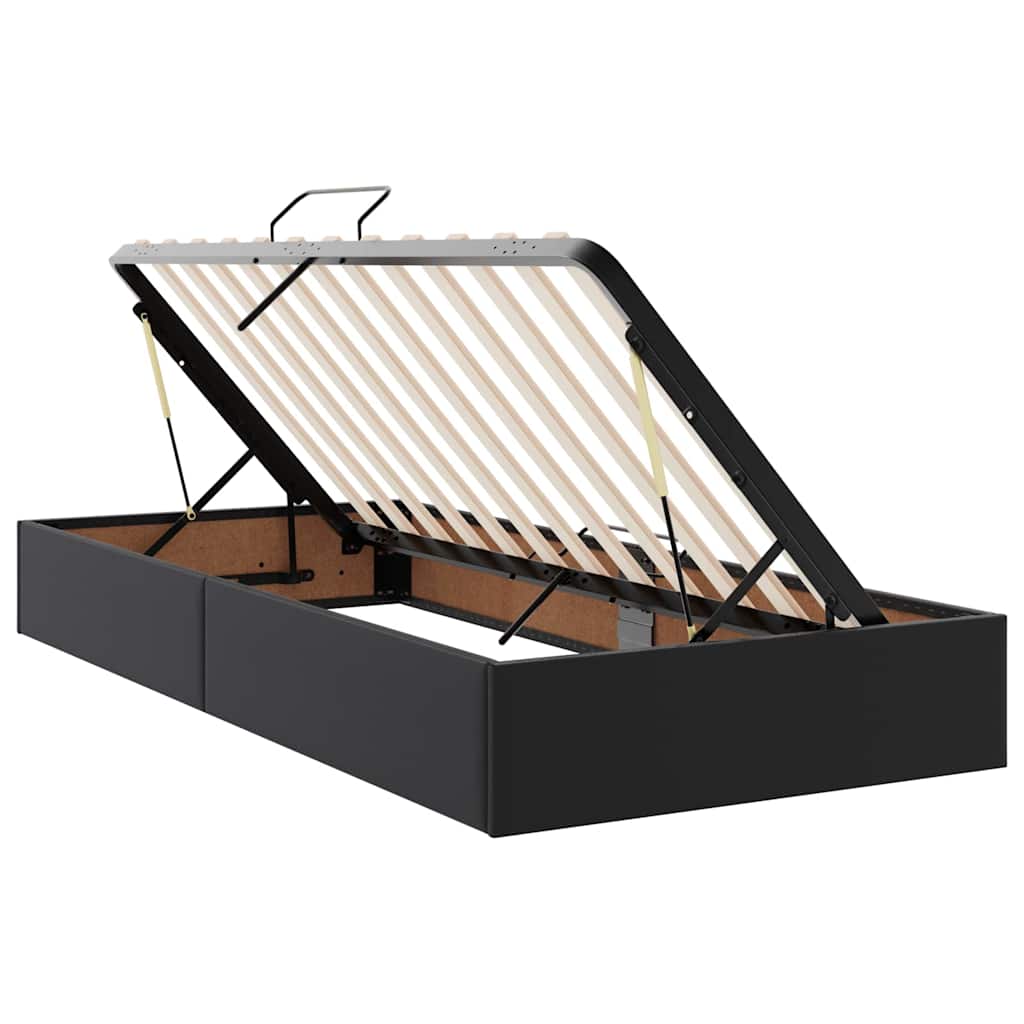 Storage Bed with Headboard Black 90 x 190 cm Faux leather