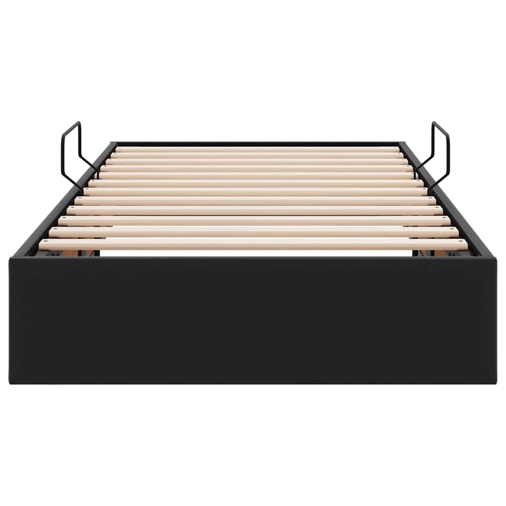 Storage Bed with Headboard Black 90 x 190 cm Faux leather