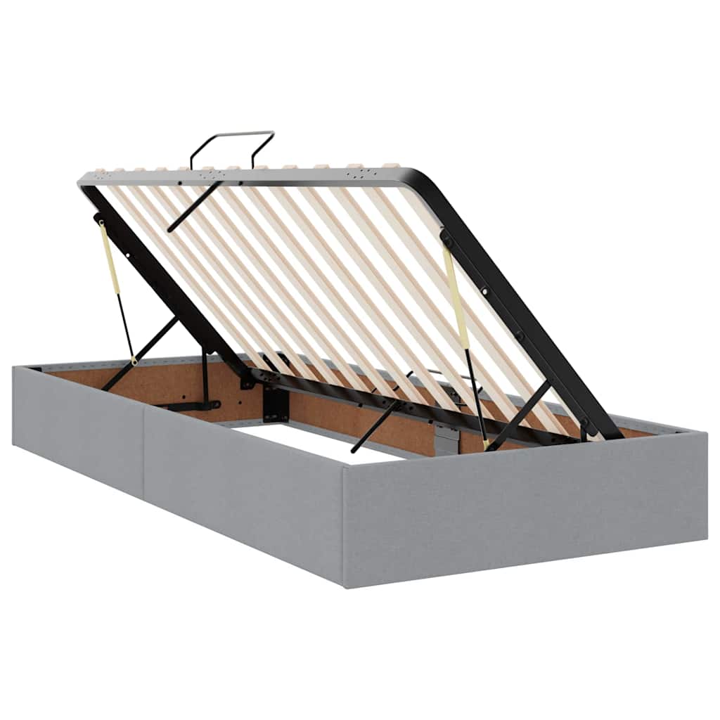 Storage Bed with Headboard Light Grey 90 x 190 cm Fabric