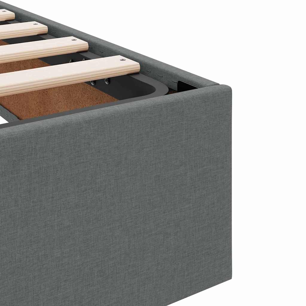 Storage Bed with Headboard Dark Grey 90 x 190 cm Fabric