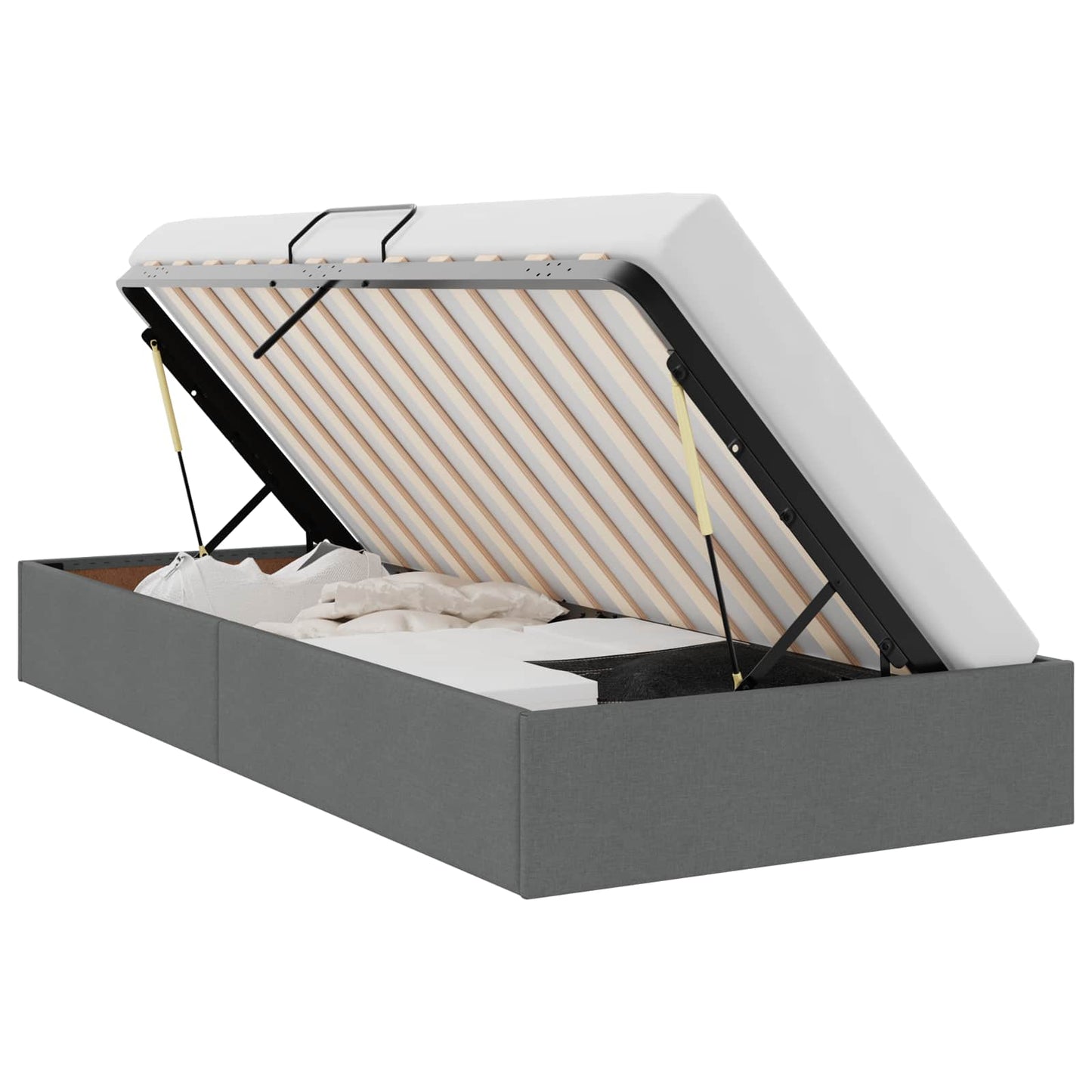 Storage Bed with Headboard Dark Grey 90 x 190 cm Fabric