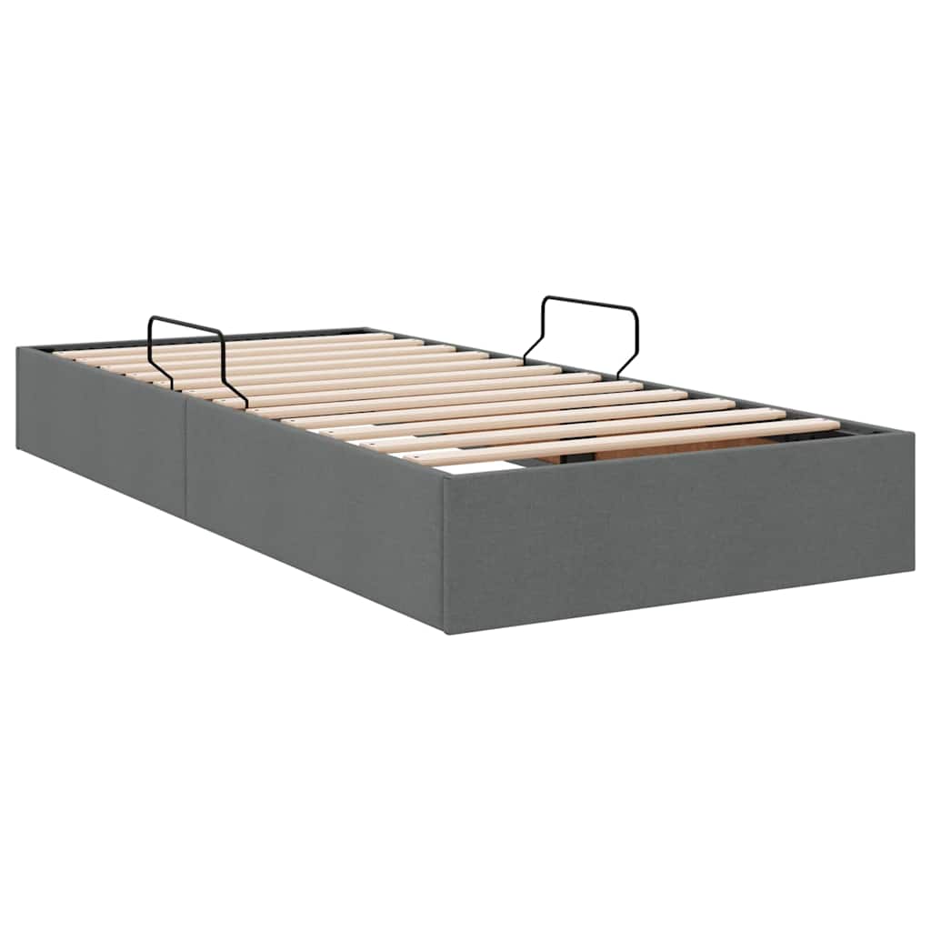 Storage Bed with Headboard Dark Grey 90 x 190 cm Fabric