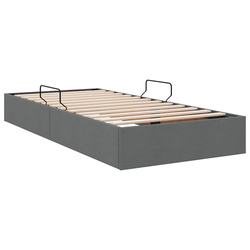 Storage Bed with Headboard Dark Grey 90 x 190 cm Fabric