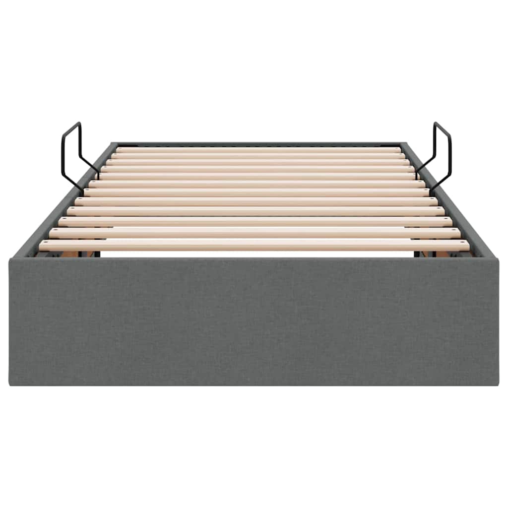 Storage Bed with Headboard Dark Grey 90 x 190 cm Fabric