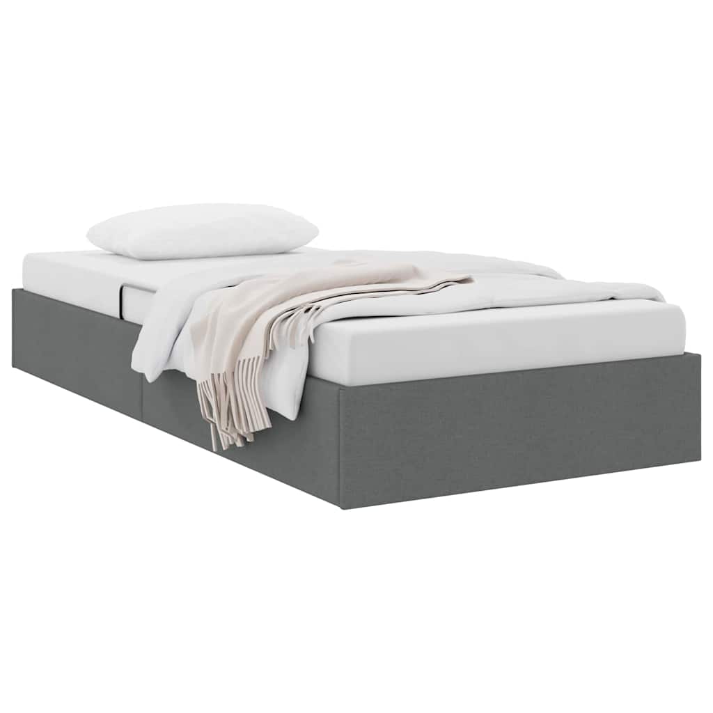 Storage Bed with Headboard Dark Grey 90 x 190 cm Fabric