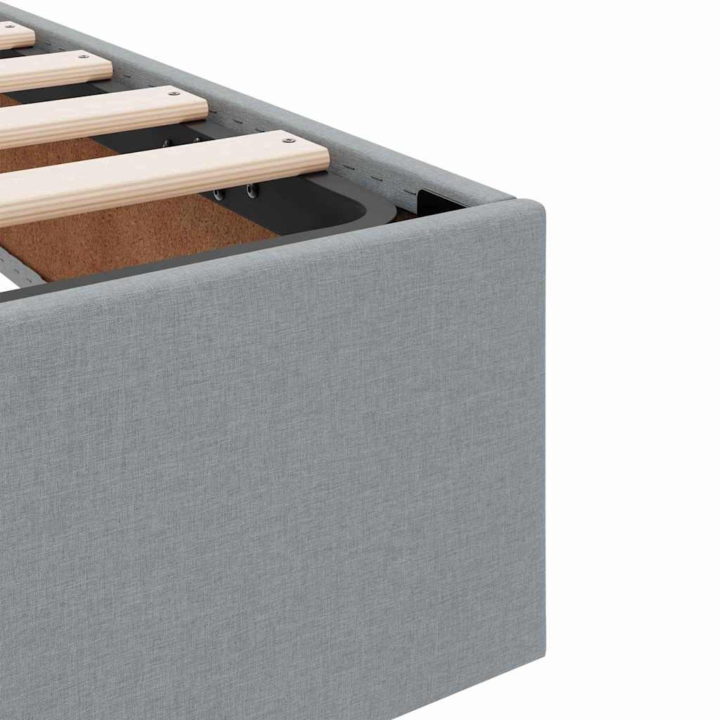 Storage Bed with Headboard Light Grey 135 x 190 cm Fabric
