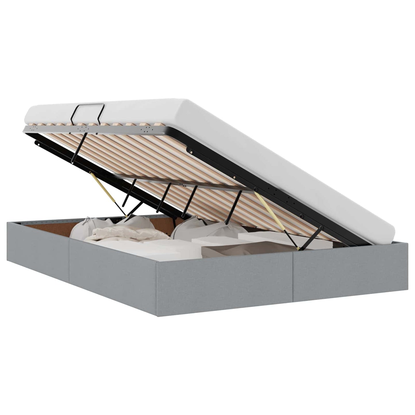 Storage Bed with Headboard Light Grey 135 x 190 cm Fabric