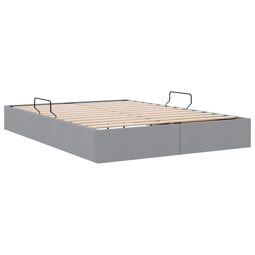 Storage Bed with Headboard Light Grey 135 x 190 cm Fabric
