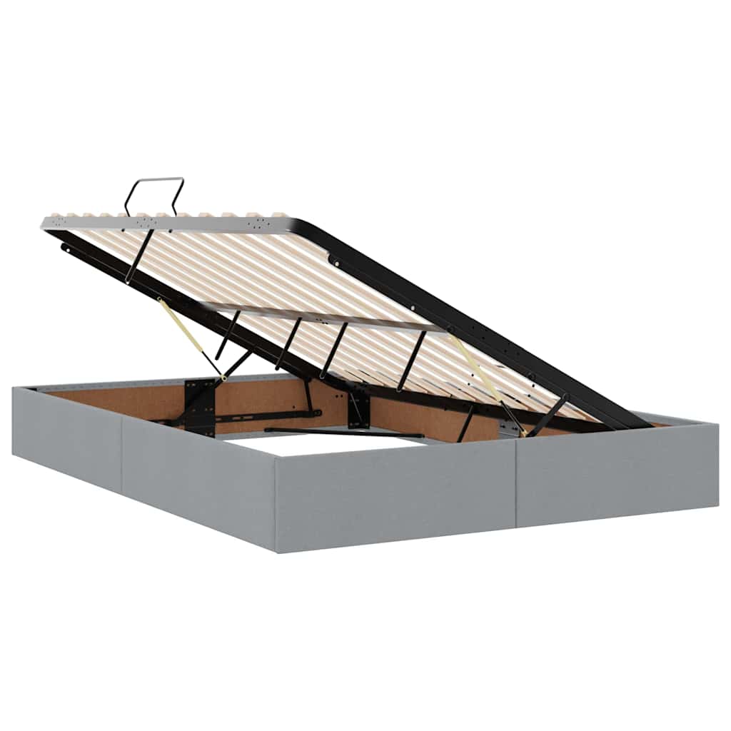Storage Bed with Headboard Light Grey 135 x 190 cm Fabric