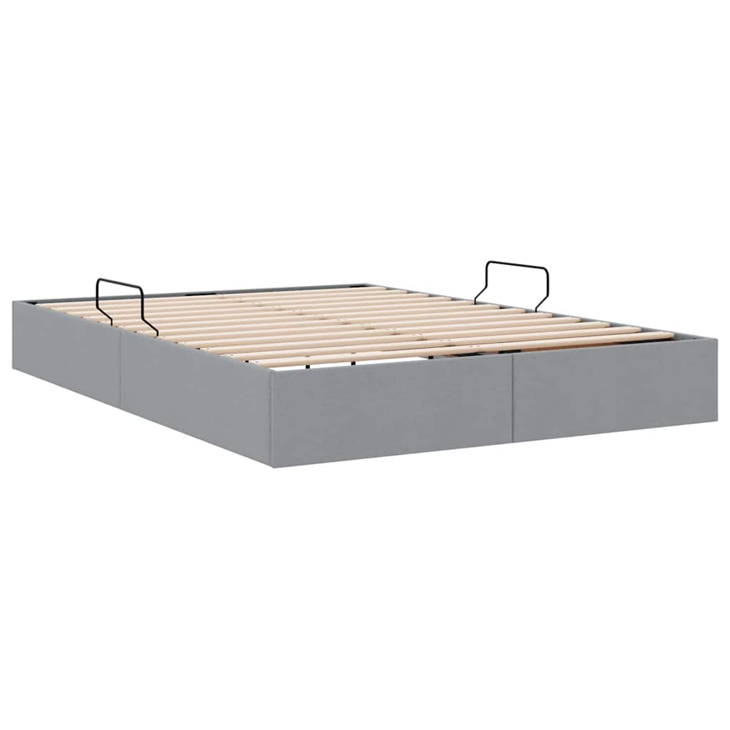 Storage Bed with Headboard Light Grey 135 x 190 cm Fabric