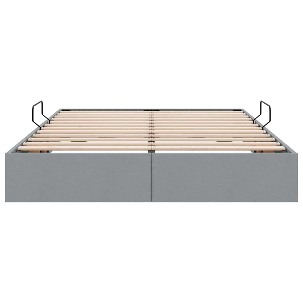 Storage Bed with Headboard Light Grey 135 x 190 cm Fabric