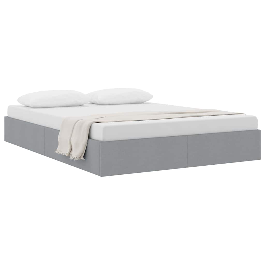 Storage Bed with Headboard Light Grey 135 x 190 cm Fabric