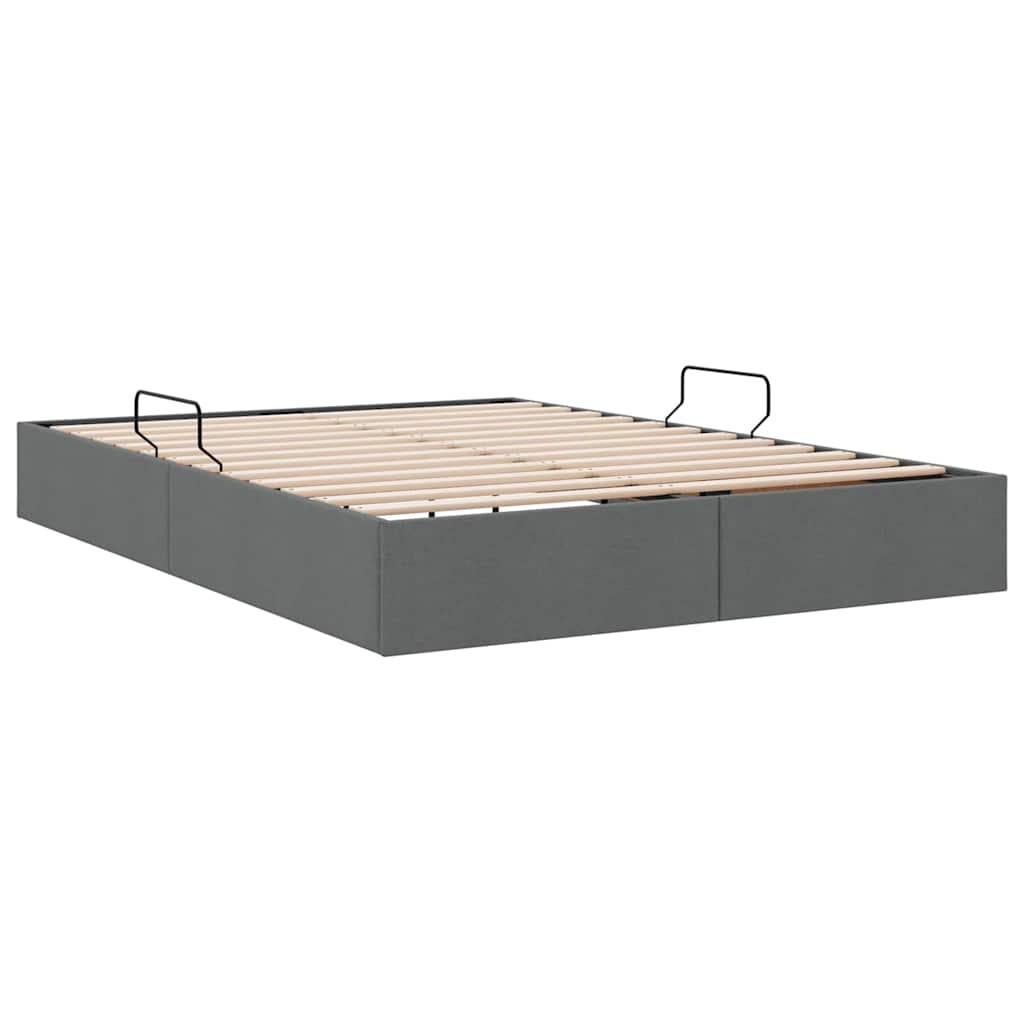 Storage Bed with Headboard Dark Grey 135 x 190 cm Fabric