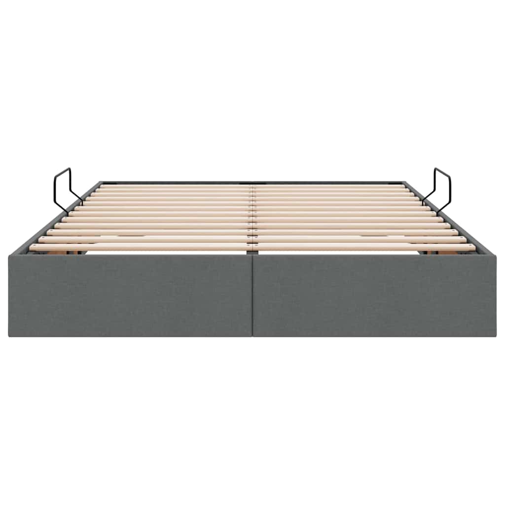 Storage Bed with Headboard Dark Grey 135 x 190 cm Fabric