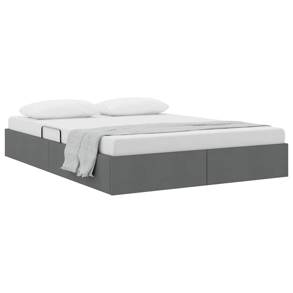 Storage Bed with Headboard Dark Grey 135 x 190 cm Fabric