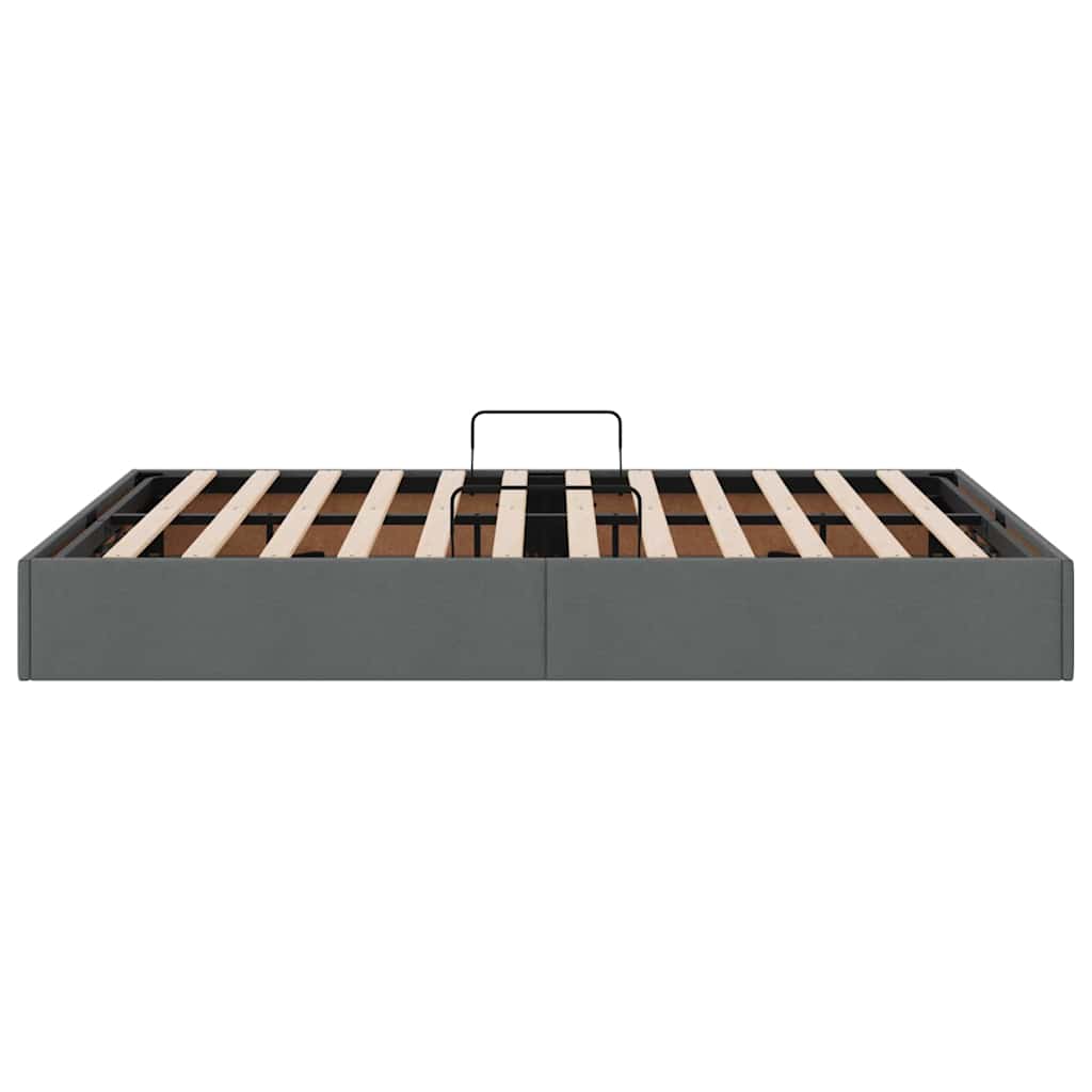 Storage Bed with Headboard Dark Grey 135 x 190 cm Fabric