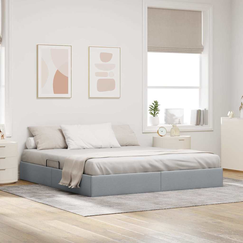 Storage Bed with Headboard Light Grey 180 x 200 cm Fabric