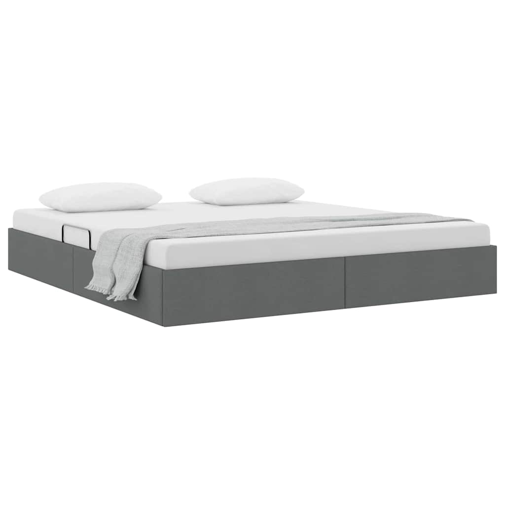 Storage Bed with Headboard Dark Grey 180 x 200 cm Fabric