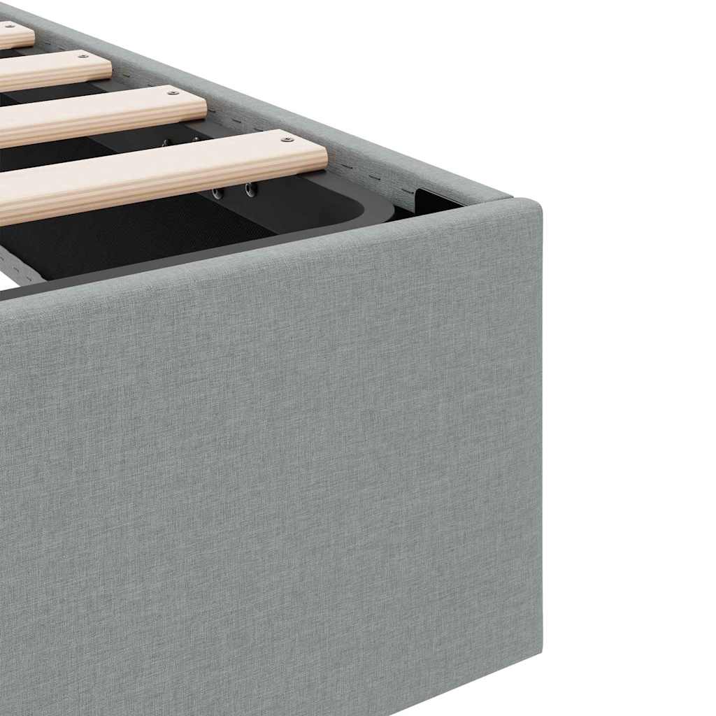 Storage Bed with Mattress Light Grey 203 x 100 cm Fabric
