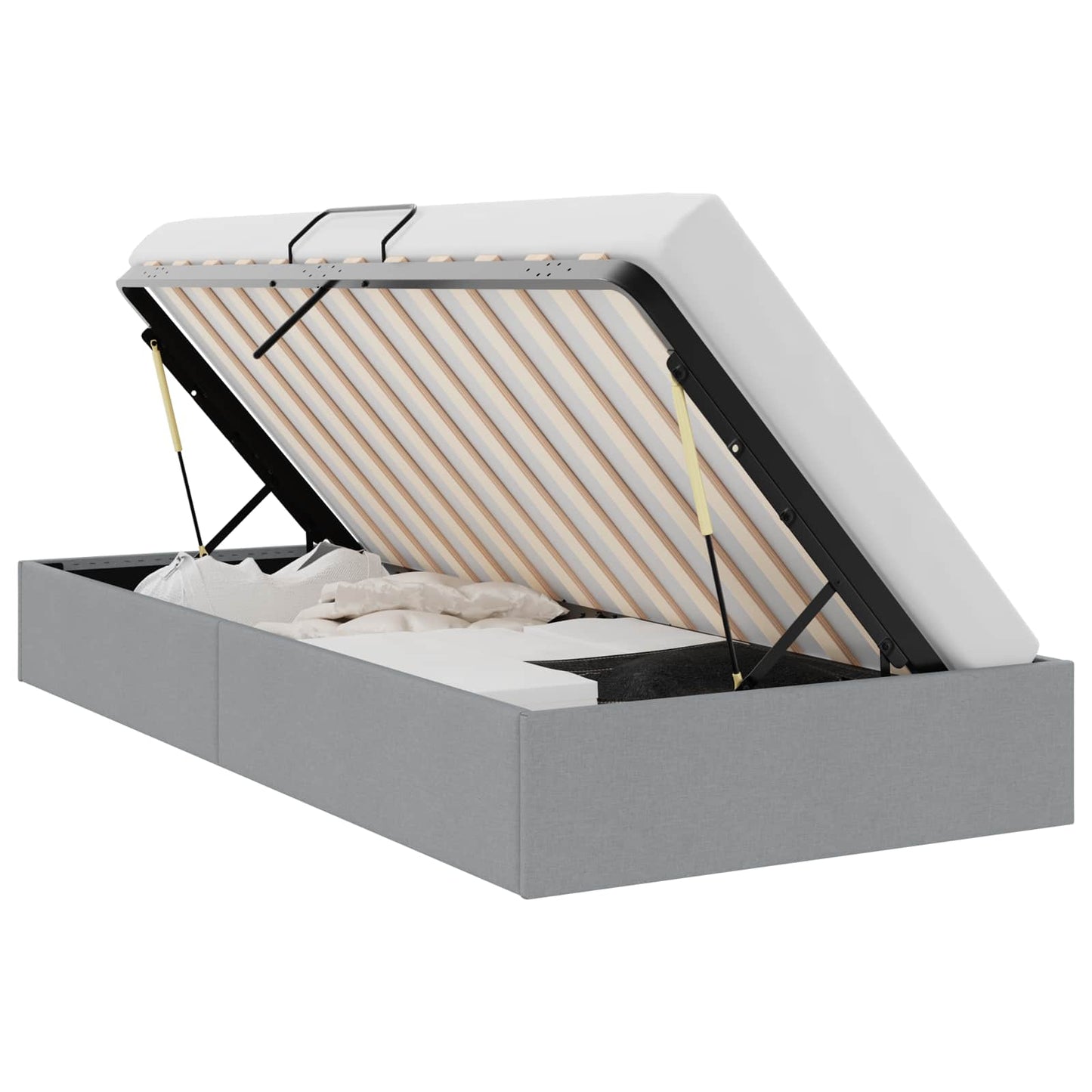 Storage Bed with Mattress Light Grey 203 x 100 cm Fabric