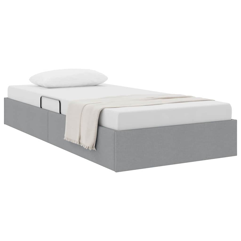 Storage Bed with Mattress Light Grey 203 x 100 cm Fabric