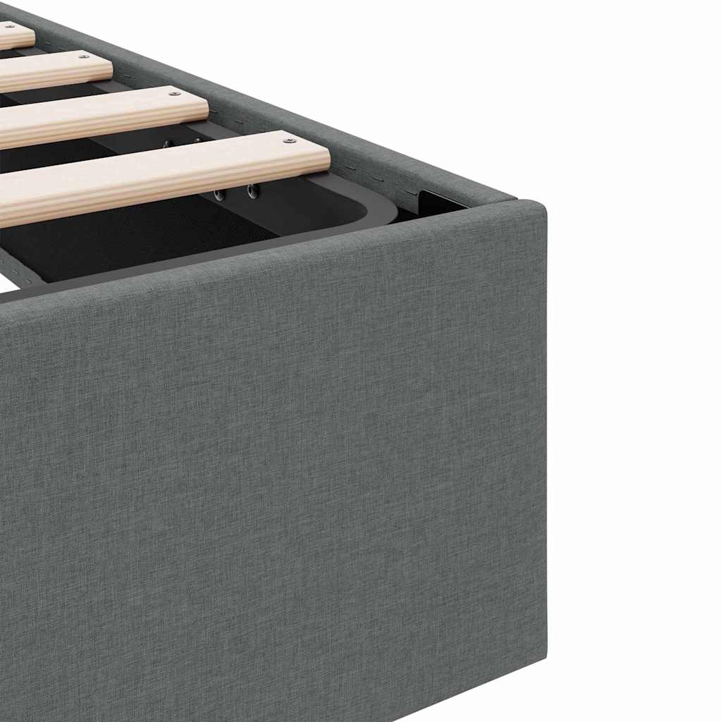Storage Bed with Mattress Dark Grey 203 x 100 cm Fabric