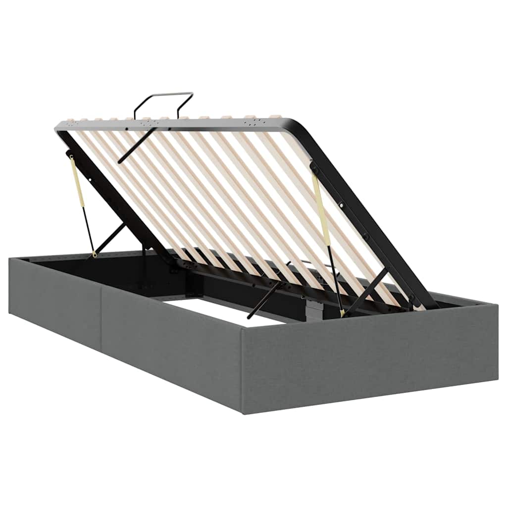 Storage Bed with Mattress Dark Grey 203 x 100 cm Fabric