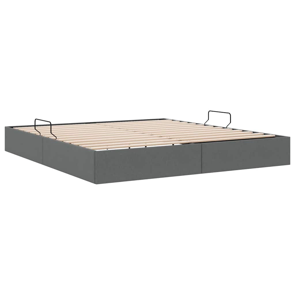 Storage Bed with Mattress Dark Grey 193 x 203 cm Fabric