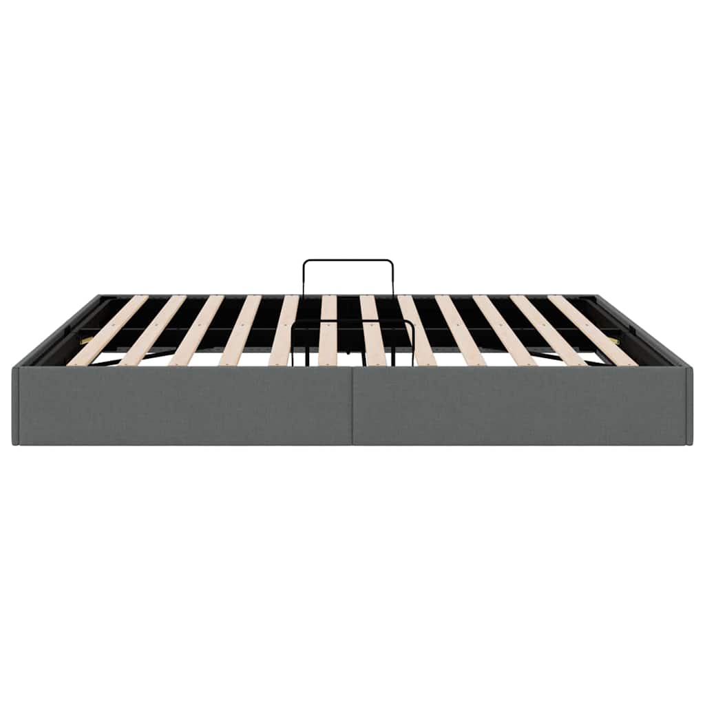 Storage Bed with Mattress Dark Grey 193 x 203 cm Fabric