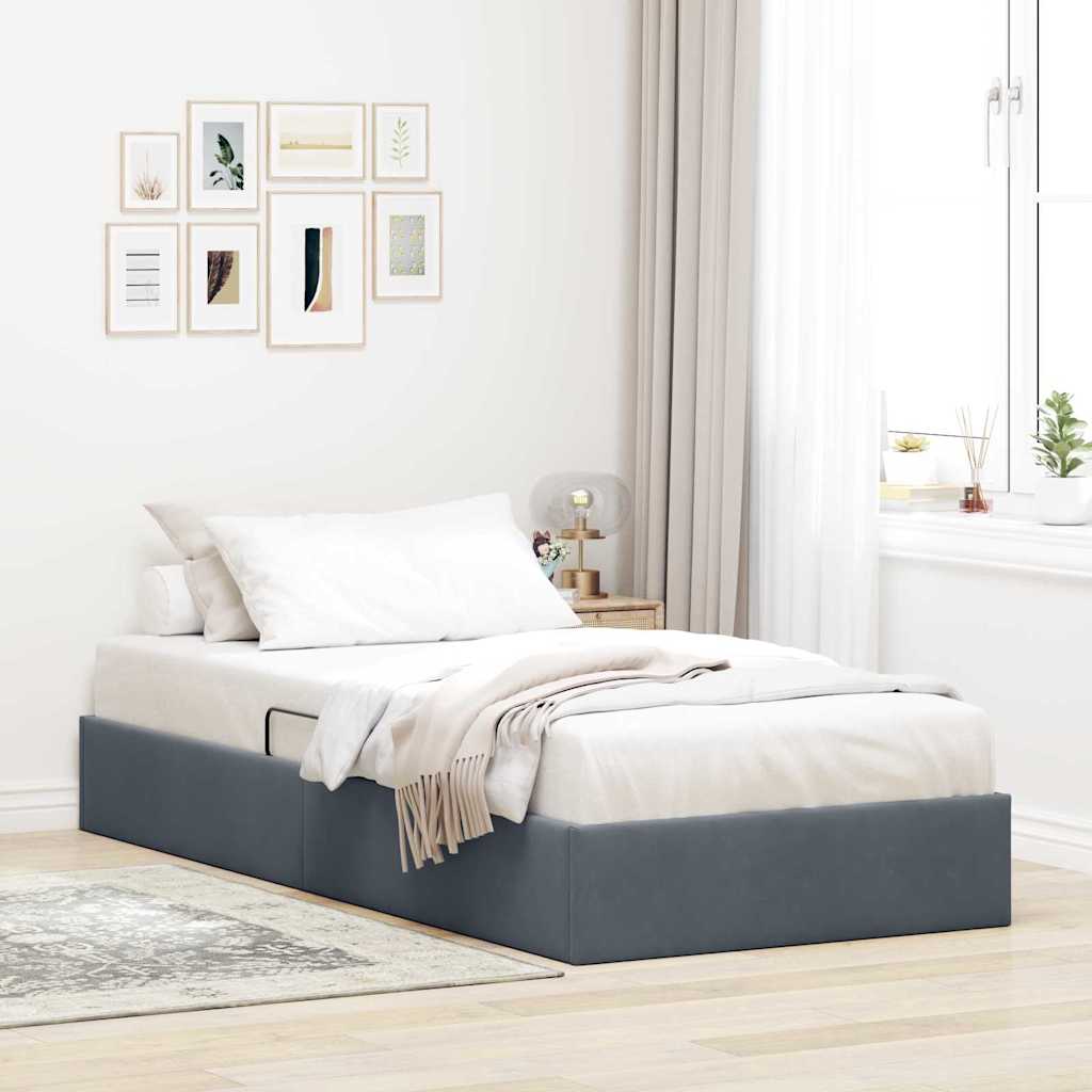 Storage Bed with Headboard Dark Grey 90 x 190 cm Velvet