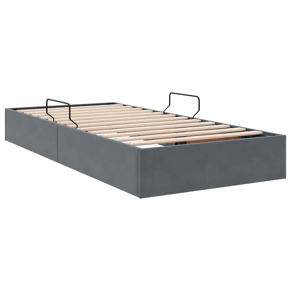 Storage Bed with Headboard Dark Grey 90 x 190 cm Velvet