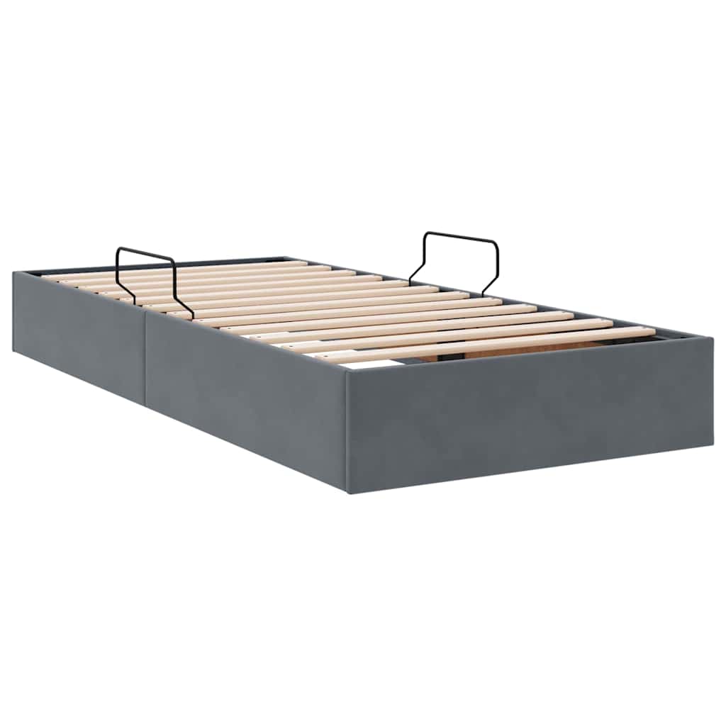 Storage Bed with Headboard Dark Grey 90 x 190 cm Velvet