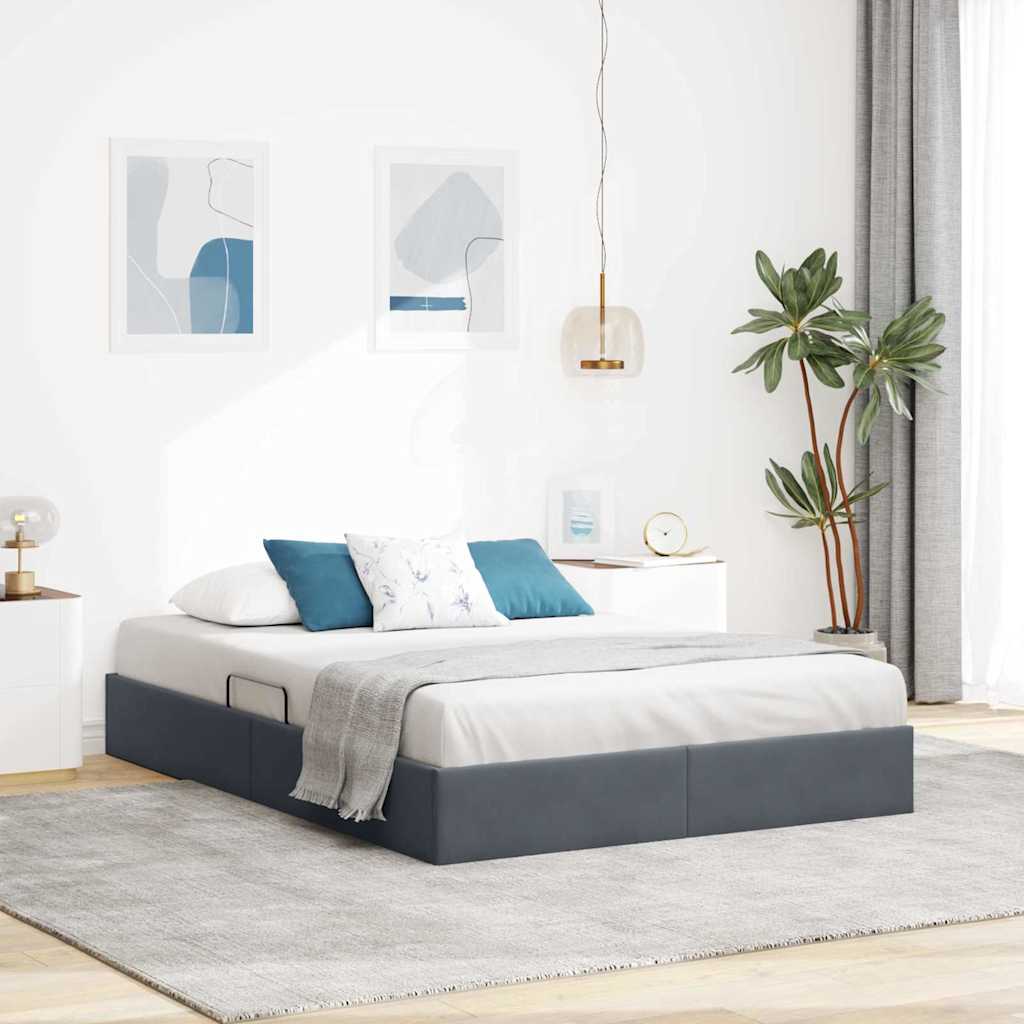 Storage Bed with Headboard Dark Grey 135 x 190 cm Velvet