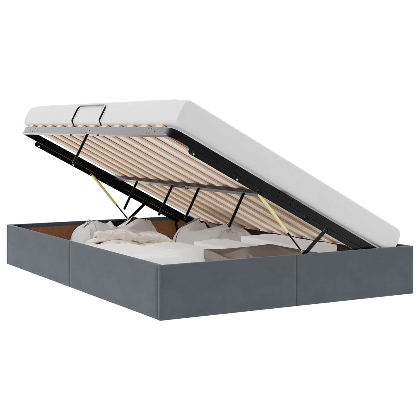 Storage Bed with Headboard Dark Grey 135 x 190 cm Velvet
