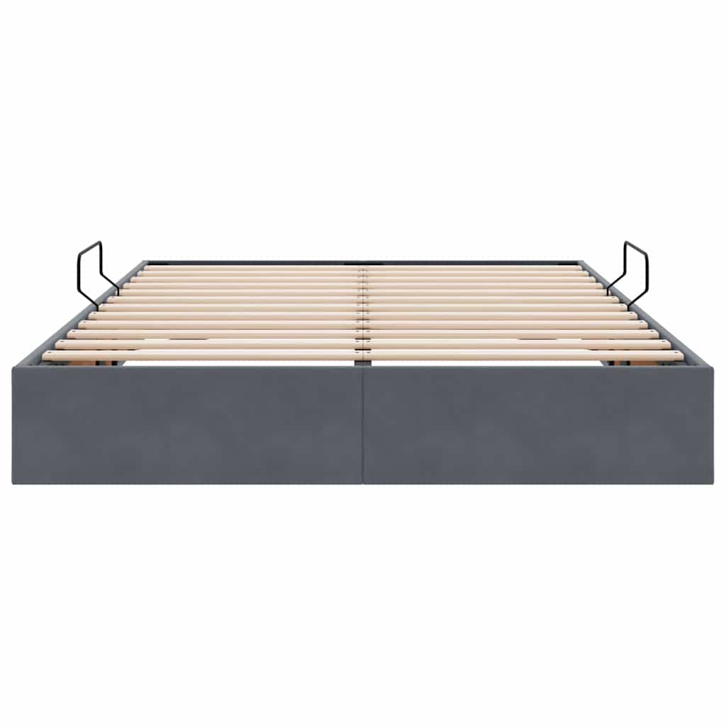 Storage Bed with Headboard Dark Grey 135 x 190 cm Velvet