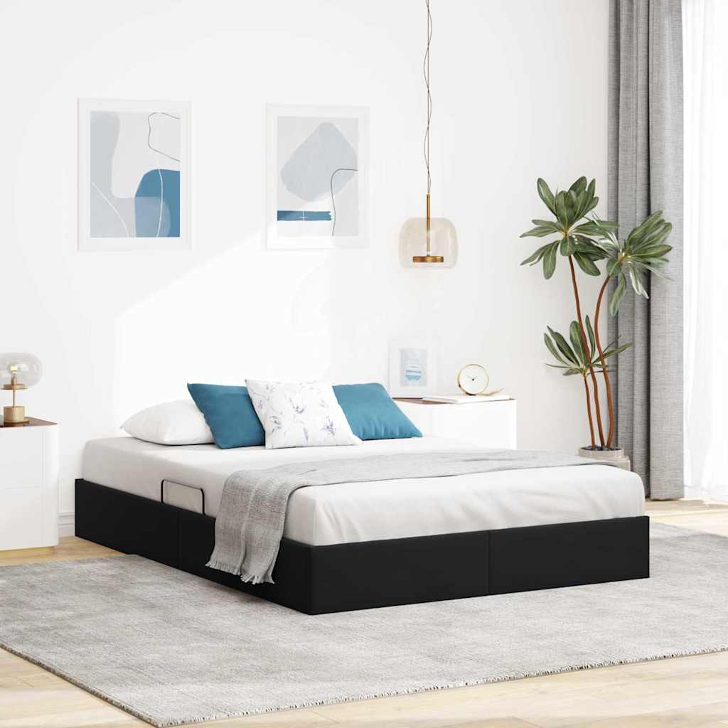 Storage Bed with Headboard Black 135 x 190 cm Velvet