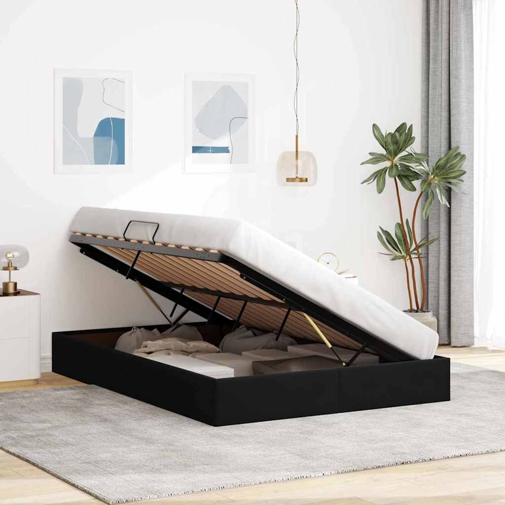 Storage Bed with Headboard Black 135 x 190 cm Velvet