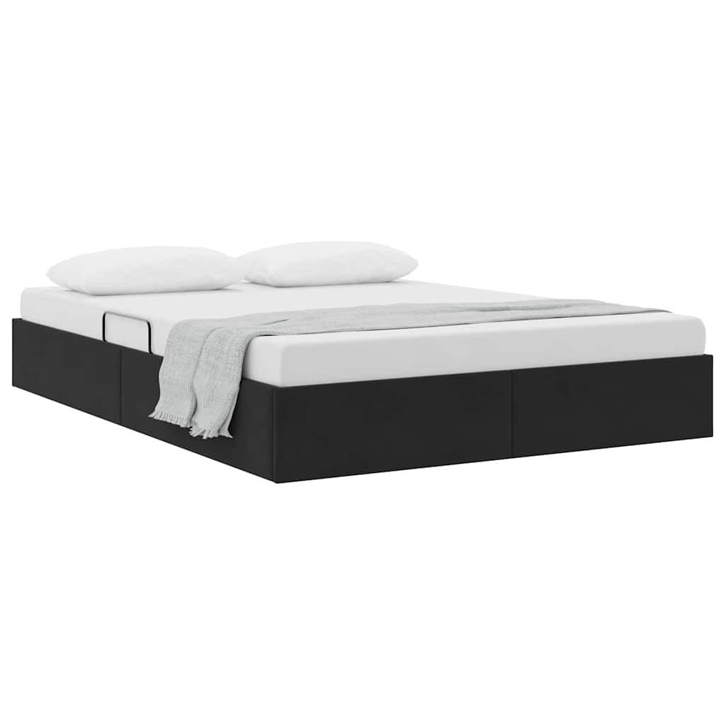 Storage Bed with Headboard Black 135 x 190 cm Velvet