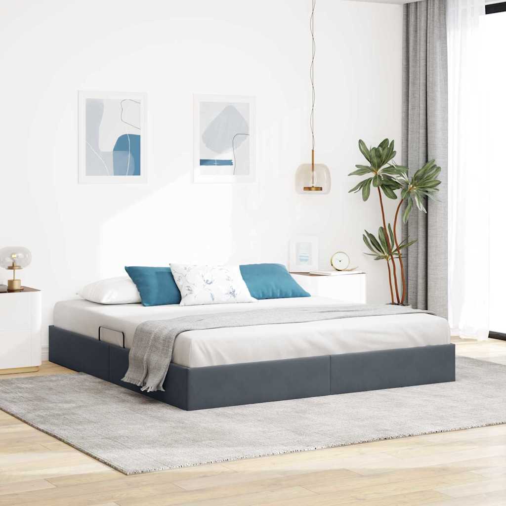 Storage Bed with Headboard Dark Grey 180 x 200 cm Velvet