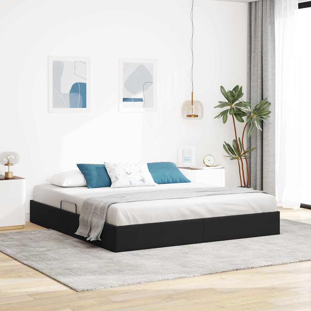 Storage Bed with Headboard Black 180 x 200 cm Velvet