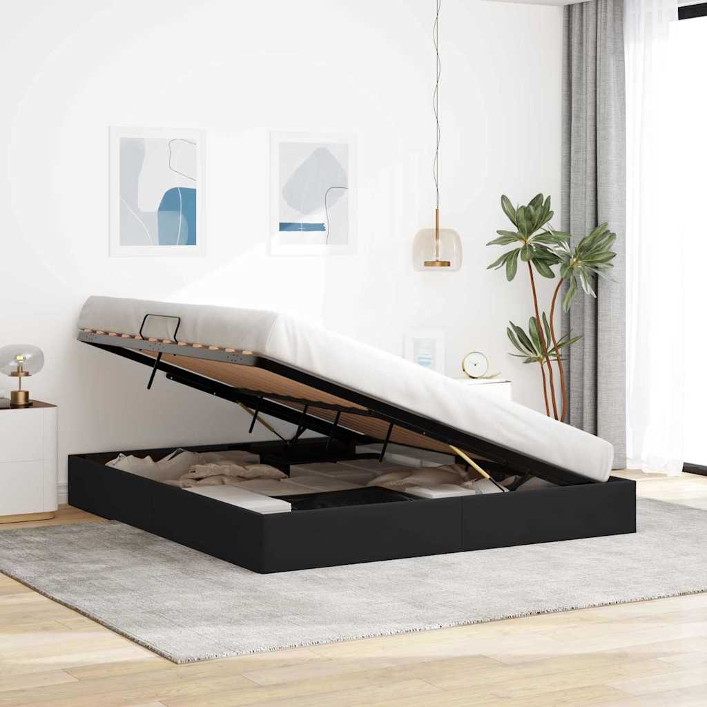 Storage Bed with Headboard Black 180 x 200 cm Velvet