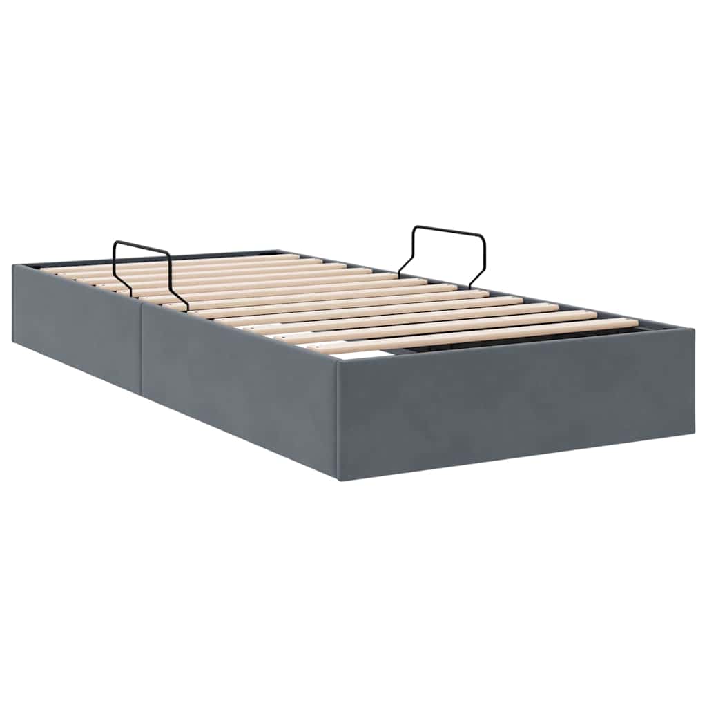 Storage Bed with Mattress Dark Grey 100 x 190 cm Velvet